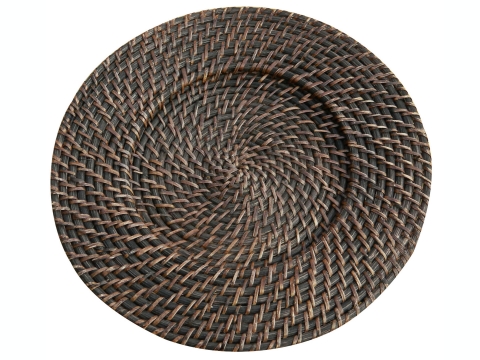 Woven rattan charger plate brown